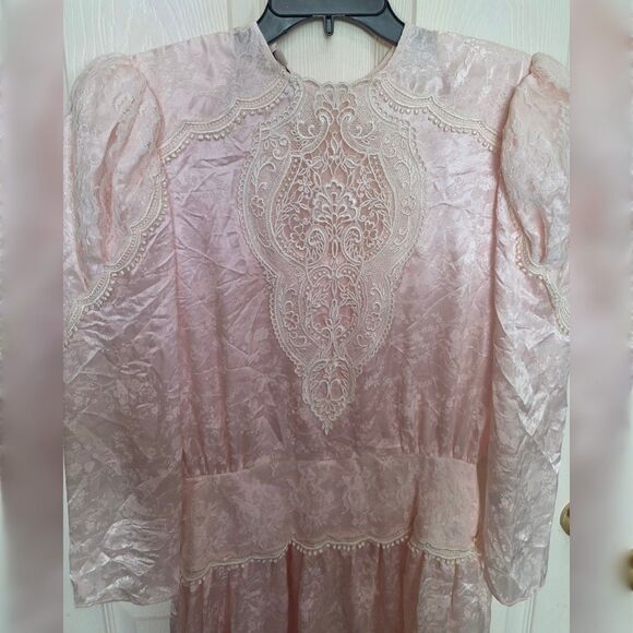 VINTAGE Scott McClintock Light Pink Floral Jacquard Formal Dress – US Size 12 - Picture 4 of 6